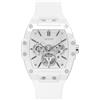 Guess Orologio da uomo Trend Casual Tonneau Diamond 43mm, bianco, Cinturino