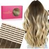 WENNALIFE Extension Capelli Veri Biadesivo, 40pz 35cm 100g Ombreggiatura dal Castano Noce al Castano Cenere e al Biondo Candido Extension Biadesive Capelli Veri Lisci Setosi Remy Tape in Extension