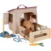 Small Foot Set da Gioco Cavallo con stalla e Accessori nella Borsa, Cavallo di Peluche con numerosi Accessori per Cavalcare e per la Cura, per Bambini dai 2 Anni, 12731