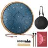 VEVOR Tamburo a Lingua d'Acciaio, Tamburo a Pioggia da 330 mm e 15 Note per Giardino Esterno, Tamburi Musicali in Do Maggiore con Libro di Musica e Bacchette, Strumento a Percussione, Blu Navy