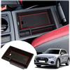 BIXUAN Vano Portaoggetti compatibile con Audi Q3 F3 R2 2019 2020 2021 2022 2023 Bracciolo Secondario,Scatola Organizer da Braccioli con Tappetino Antiscivolo,Immagazzinaggio per Console Centrale