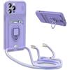 YFSYLL Cover Compatibile con iPhone 11 Pro con Cordino,Custodia con Cordino Silicone Cover,Protezione Fotocamera,360°Anello Supporto,Porta Carte,Viola