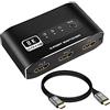 XMSJSIY Interruttore HDMI 3 in 1, selettore splitter HDMI 2.1 con cavo HDMI, 3 porte, selettore HDMI Switcher supporta 4K 120Hz 8K 60Hz 48Gbps per HDTV, PS5, Xbox DVD, proiettore