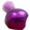 COOLCASC - Copricapo universale per bambini e adulti, modello viola metallizzato esclusivo, con pompon viola, divertente e originale