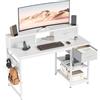 Devoko Scrivania Con Cassetti E Ripiano Reversibile, Scrivania Per Computer Con Contenitore, Supporto Per Monitor, Foro Per Cavi, 2 Ripiani Regolabili E Cassetto Inferiore, 120 X 50 Cm, Bianco