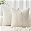 Topfinel Federe de Cuscini 35x35 in Velluto a Coste per Divano Beige Latteo Copricuscini Quadrati Elegante Decorativa per Salotto Moderno Cuscino Cerniera Invisibile per Camera da Letto Set 2 Pezzi
