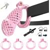 BDSMYOU Gabbia per Pene Rosa,Chastity Cage Sissy con Cintura di Castità e 4 Anelli per Testicoli,BDSM Bondagerie Accessori Sex Toys,Sexytoysys Uomo,Toys Sessuali per Uomini (S)