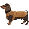 Kuoser Cappotto invernale in tela per animali domestici, giacca in pile riflettente, per cuccioli di piccole dimensioni, impermeabile e antivento, con foro per la cintura, XS-3XL, marrone
