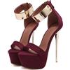 👠 Sandali Donna Tacco Super Alto 16cm con Plateau Sexy Nero e Wine Red Zip 👠