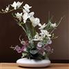 SYDDOL INSPIRED SYDDOL 45 cm Orchidee artificiali in vaso, Bonsai decorativo con tecnologia Real Touch, Orchidee artificiali / finte che sembrano vere per decorazioni da tavolo (fiore bianco + vaso bianco)