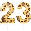 Hongplus Cheetah - 23 candele di compleanno per torta, con numero di stampa leopardata, numero 23, per ragazze, donne, ghepardo, decorazioni per feste di compleanno, forniture bomboniere regali