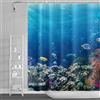 SDOTPMT 140x183cm Oceano Tropicale Pesce Tenda da doccia Sott'acqua Mare Animale Corallo scogliera Tenda da bagno Estate Blu Oceano Tenda da vasca per bambini Bagno Tessuto Poliestere con ganci