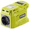 Ryobi RY18BI150B-0, Trasformatore 2 in 1 18V ONE+, Alimentazione Continua di 150 W/ 1,7 A, Porta Elettrica EU, 2 Porte USB-A e 1 Porta USB-C, Luce LED con 2 Impostazioni di Potenza