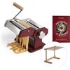Springlane Kitchen SPRINGLANE Macchina per pasta manuale Nonna, acciaio inossidabile, macchina per pasta con ricettario, asciuga pasta e 3 accessori da taglio per spaghetti, lasagne, tagliatelle (Rosso)