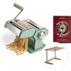Springlane Kitchen SPRINGLANE Macchina per pasta manuale Nonna, acciaio inossidabile, macchina per pasta con ricettario, asciuga pasta e 3 accessori da taglio per spaghetti, lasagne, tagliatelle (Menta)
