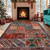 REDTAPISE Tappeti Soggiorno, Multicolore, 180 x 200 cm, Patchwork Vintage Rosso Arancione Verde Grande Tappeto Morbido per Camera da letto Sala da pranzo, lavabili antiscivolo,