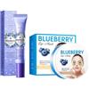 Hppsctink 20g Crema contorno occhi al mirtillo e 80g Maschera contorno occhi al mirtillo, Riduce le borse sotto gli occhi, Idrata e rassoda la pelle, eye cream
