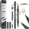 Ceboic Matita per sopracciglia, penna per sopracciglia 3D Microblading, penna per sopracciglia a doppia estremità 2 in 1, con 2 punte a micro forchetta e punta a pennello precisa, matite per sopracciglia