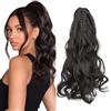 Cybelleza Coda Capelli Extension Clip Claw Coda di Cavallo con Pinza Mossi 45cm Posticci per Capelli Ricci Ponytail Sintetici Lunghi Coda Finta Ondulati, Marrone scuro