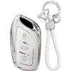 TECART Portachiavi adatto per MG Roewe RX5 I5 I6 RX3 RX8 GS MG6 EZS HS EHS MG3 MG7 ERX5 MG5 SAIC ZS EV TPU Smart chiave auto custodia 3 tasti protezione chiave auto accessori - A bianco