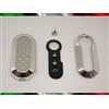 Car Passion TOPBEST Cover Chiave Guscio + Tasti Tastini in Gomma + Gancio Portachiavi Compatibile con Fiat 500 Grande Punto Evo Bravo Panda 500L Lancia Y Ypsilon Musa Delta Scossa Telecomando Argento