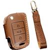ontto Cover Guscio per Chiave Telecomando Auto Adatto per VW Golf 7 MK7 Polo T-ROC Tiguan Touran Skoda Karoq Superb Seat Leon FR Coprichiave in Pelle Custodia Protezione con Portachiavi-Marrone B