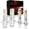 AUXIRACER Lampadine H1+H7 LED, 100W Lampade Fari per Auto o Moto 9-24V, H1+H7 LED Dimensioni Mini 1:1, 500% luminosità 6500K Luce Bianca Plug and Play, Pacco da 4
