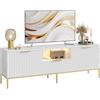 Bestier Mobile TV con superficie scanalata per TV da 32/60, moderno centro di intrattenimento con spazio di archiviazione, console multimediale con motivo ondulato per soggiorno e camera da letto