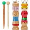 VOSSOT 2 PCS Caterinetta in Legno con 4 Ganci, Set di per Lavorare a Maglia con Uncinetto Uncinetto Set in Legno Set di 2 Ferri da Maglia con Uncinetto per Imparare a Maglia Fai Te Kit Uncinetto Uncinetti