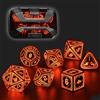 FONVGOGO Set Dadi D&D per Dungeons and Dragons Set Dadi DND Luminosi Wireless Ricaricabili con Scatola di Ricarica Dadi Poliedrici RGB LED 7 Pezzi DND Dice Set (Arancione)