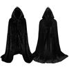 Proumhang Lungo Mantello con Cappuccio in Velluto Bambino Costume Halloween Carnevale Natale Capo Masquerade Nero