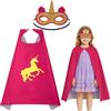 GWAWG Costume da unicorno per ragazze, mantelle di supereroi per ragazze, mantello e maschera di supereroi, costumi da super vestire per Natale Halloween Carnevale (Pink)