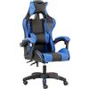 Baroni Home Sedia da Gaming, Sedia Ufficio Ergonomica con Schienale Regolabile, Poggiatesta e Supporto Lombare, Blu