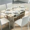 Dmora Consolle Allungabile Lavanda 35x120x75h cm Bianco Vintage 12 Posti Allungabile, Meccanismo Estensione Apertura a Libro Made in Italy