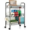 Cozary Carrello Portaoggetti a 3 Livelli, Carrello Cucina Metallo Carrellino con Ganci, Carrellino con Ruote Portatutto, per Ufficio, Soggiorno, Cucina, 27 x 45 x 65 cm, Nero
