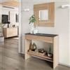 Dmora - Mobile da ingresso Gilbert, Entratina con specchio, Mobile con cassetto e ripiano per entrata, Armadio moderno per atrio, cm 92x33h149, Rovere e Noce