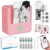 eSynic Mini Stampante Termica Bluetooth Ricaricabile, Stampante Fotografica Portatile Immagini Bianco e Nero + 10 Rotoli di Carta Termica e Carta Adesiva, Stampa Foto dal Cellulare Android iOS - Rosa