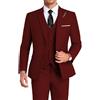 Mrbuerly Abito di Alta qualità, 3 Pezzi, da Uomo, Slim Fit, Abito da Matrimonio per Uomo con Due Bottoni, Blazer Tux Gilet e Pantaloni - Rosso - Petto 40/34 Vita