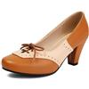 elerhythm Scarpe da donna Mary Jane anni '20 con tacco a décolleté bicolore classico e retrò con lacci a punta alare anni '50 vintage punta tonda chiusa anni '40, Giallo, 38 EU