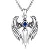 YEESIA Collana a forma di ali d'angelo, in argento Sterling 925, con ali d'angelo, da uomo, a croce con zaffiri, collana di protezione, gioielli religiosi, ali d'angelo, regalo per uomini e donne