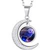 Suplight Collana da Donna con Ciondolo Mezzaluna Segno Zodiacale in Acciaio Inossidabile 316L Placcato Oro 18K Ciondolo 12 Costellazioni Zodiacale Catena 50+5cm Regalo Confezione