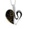 SilverAmber Jewellery Noda GL2015 - Ciondolo moderno a forma di cuore in ambra baltica color cognac e argento Sterling, senza catenina, Argento sterling, Ambra
