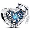 KEQ 2026 Cuore Per Laurea Diploma Charm Compatibili con braccialetti e collane europei,Donna Charme per le donne nella stagione delle figlia nipote