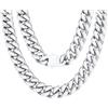 FindChic Collana Donna Spessa in Acciaio Inossidabile a Catena Cubana Miami Collana Donna Acciaio Extra Larga 14mm Lunghezza 46cm Stile Hip Hop Punk Gioiello da Festa