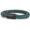 Akitsune Bracciale Portus Sailing Rope | Bracciale con chiusura magnetica a capsula, ancora da donna, uomo, stile marittimo - Nero opaco - Verde 18 cm