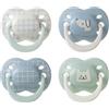 Tommee Tippee Ciuccio Ultimate Fit, 0-6 mesi, confezione da 4, tettarella ortodontica per neonati, design simmetrico, in silicone privo di BPA, collezione Club House