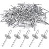 Lunza 60 Pezzi Rivetti Ciechi in Alluminio con Flangia Grande, 4.8 x 18mm Rivetti in Alluminio con Testa Larga, Rivetto Pop Cieco con Testa, per Lamiera, Lavorazione Del Legno, Industriale (Argento)