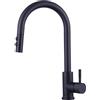Woen-Flow Rubinetto Lavello Cucina Nero, Woen-Flow Miscelatore Cucina con Doccetta Estraibile con 2 Modalità, Rubinetti per Lavelli da Cucina con Girevole a 360°, Acciaio Inox