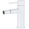 VALAZ Rubinetto bide monocomando rotondo bianco con beccuccio curvo miscelatore acqua fredda e calda in ottone Serie Jabalon