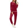 Enjoyoself Donna Completi Sportivi Tute in Velluto Morbido Due Pezzi da Pigiama per Primavera Autunno Inverno Regalo Natale-Rosso Vino/M